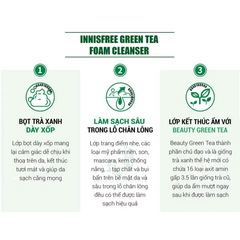 Sữa rửa mặt dưỡng ẩm da chiết xuất  trà xanh Innisfree Green Tea Hydrating Cleaning Foam Mini - 15g