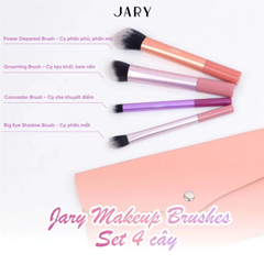 Set 4 cọ trang điểm Jary Make Up Brush Rainbow - Bộ cọ màu cầu vồng kèm túi da PU cao cấp tiện lợi