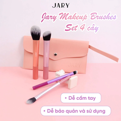 Set 4 cọ trang điểm Jary Make Up Brush Rainbow - Bộ cọ màu cầu vồng kèm túi da PU cao cấp tiện lợi