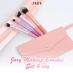 Set 4 cọ trang điểm Jary Make Up Brush Rainbow - Bộ cọ màu cầu vồng kèm túi da PU cao cấp tiện lợi