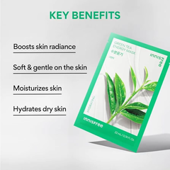 Mặt nạ Innisfree Green Tea Energy Mask 22ml - 1 miếng mặt nạ giấy innisfree trà xanh lành tính