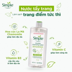 Nước Tẩy Trang Kiềm Dầu Simple Micellar Cleansing Water 200ml- 400ml