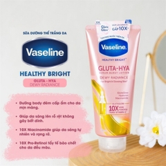 Sữa dưỡng thể Vaseline 10X Healthy Bright Gluta-Hya Serum Burst Lotion ban ngày - ban đêm 330ml