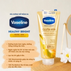 Sữa dưỡng thể Vaseline 10X Healthy Bright Gluta-Hya Serum Burst Lotion ban ngày - ban đêm 330ml