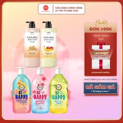 Sữa Tắm Cao Cấp Chiết Xuất Thiên Nhiên Happy Bath Natural Body Wash 900ml | Lúa Mạch | Nước Hoa | Cozy | Hoa Anh Đào