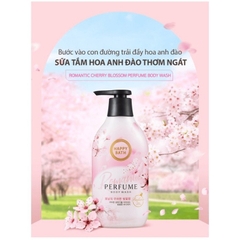 Sữa Tắm Cao Cấp Chiết Xuất Thiên Nhiên Happy Bath Natural Body Wash 900ml | Lúa Mạch | Nước Hoa | Cozy | Hoa Anh Đào