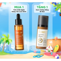 Tinh chất nghệ Hưng Yên Cocoon serum C22 sáng da mờ vết thâm chuyên Sâu x2.2 mua 1 tặng 1 22% 30ml chính hãng