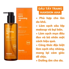 Dầu tẩy trang tẩy tế bào chết HANSKIN PORE CLEANSING OIL  AHA - BHA - PHA 300ml