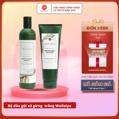 Bộ Dầu Gội Xả Gừng Weilaiya Hà Thủ Ô Ngăn Rụng Hỗ Trợ Mọc Tóc Dành Cho Tóc Khô Xơ Tem Nâu 400ml x 250ml
