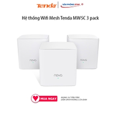 Hệ thống Wifi Mesh Tenda MW5C 3 pack Chuẩn kết nối: 802.11 a/b/g/n/ac Tốc độ 2.4GHz: 300Mbps; 5.0GHz: 867Mbps