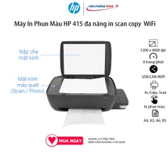 Máy In Phun Màu HP đa năng in scan copy Ink Tank 415 WiFi (Z4B53A) Copy In 1 mặt In wifi Scan (Màu) 8 trang/phút