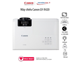 Máy chiếu Canon LV-X420, Độ sáng 4200 lm, Độ phân giải X420 HD720, Kích thước màn phóng 230 - 300 inch chính hãng