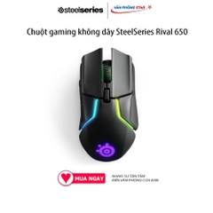 Chuột gaming không dây SteelSeries Rival 650 Wireless Ergonomic / Công thái học độ phân giải 12000DPI cảm biến optical