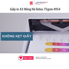 Giấy in A3 Delus Hồng Hà 75gsm 500 tờ/ream 4954. Giấy không bụi, đảm bảo sức khỏe, Thiết kế sang trọng 100% Chlorin free