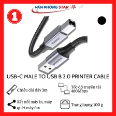Cáp dữ liệu USBC-C cho máy in truyền dữ liệu từ máy tính ra máy in dài 3m Ugreen (80808)