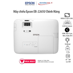 Máy Chiếu Epson EB-2265U Độ phân giải WUXGA (1,920 x 1200) Cường độ sáng 5,500 Ansi Lumen, Tuổi thọ bóng 10000 giờ