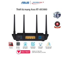 Thiết bị mạng WIFI Asus RT-AX3000  2.4 GHz / 5 GHz Chuẩn kết nối: 802.11