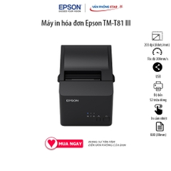 Máy in hóa đơn Epson TM-T81 III (Cổng USB + RS232). Độ bền đầu in 52 triệu dòng, Độ phân giải 203 dpi, Giấy in K80 80mm
