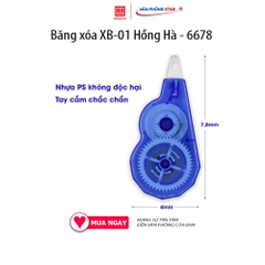 Băng xóa XB-01 Hồng Hà - 6678 Chiều dài xóa 8m, thân thiện với môi trường, thuận tiện khi sử dụng.