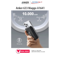 Pin sạc dự phòng không dây từ tính Anker 633 Maggo A1641 cổng nguồn USB-C 20W và cáp sạc USB-C Dung lượng 10.000 mAh