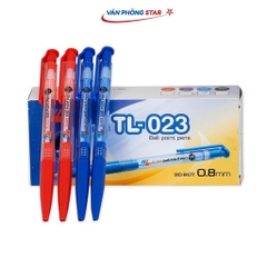 1 Hộp Bút bi TL-023 xanh số lượng 20 chiếc chính hãng Thiên Long tại Vanphongstar. Đầu bút 0.8mm viết được 1.200-1.500m