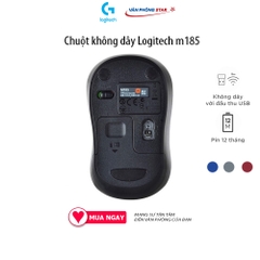 Chuột không dây Logitech wireless M185 cảm biến quang, 1000 Dpi, chuột không tiếng ồn, Chính hãng BH 36
