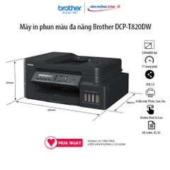 Máy in phun màu đa năng Brother DCP-T820DW  In,Quét,Copy, 17 trang/phút, kết nối wifi