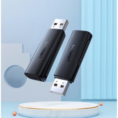 Ugreen 60721 Màu Đen Đầu đọc thẻ card reader USB 2.0 hỗ trợ thẻ SD/TF CM264 20060721