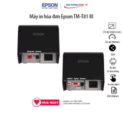 Máy in hóa đơn Epson TM-T81 III (Cổng USB + RS232). Độ bền đầu in 52 triệu dòng, Độ phân giải 203 dpi, Giấy in K80 80mm