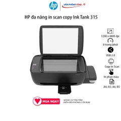 Máy in phun màu HP Ink Tank 315 EM AIO BASE WW Z4B04A (All In One) Copy In 1 mặt Scan (Màu), Tốc độ in 8 trang/phút