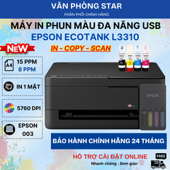 Máy in phun đa năng Epson EcoTank L3310 - In Scan Copy - In qua WiFi & Di động, Mới 100%