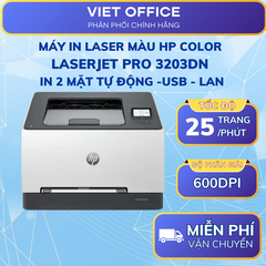 Máy In Laser Màu HP Color LaserJet Pro 3203dn (8D7L2A) In 2 Mặt Tự Động USB LAN Chính Hãng.