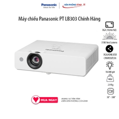 Máy chiếu Panasonic PT LB303 Độ phân giải XGA (1024x768), Độ sáng: 3100 Ansi Lumens. Tuổi thọ bóng đèn 10.000 giờ