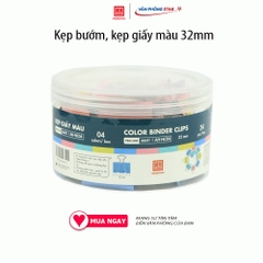 Kẹp bướm, kẹp giấy màu 32mm (hộp 24 chiếc) Màu sắc xanh dương, xanh lá, hồng, vàng neon  chất liệu kim loại cao cấp