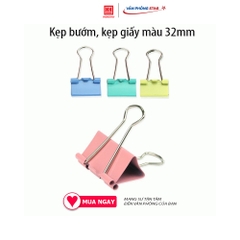 Kẹp bướm, kẹp giấy màu 32mm (hộp 24 chiếc) Màu sắc xanh dương, xanh lá, hồng, vàng neon  chất liệu kim loại cao cấp