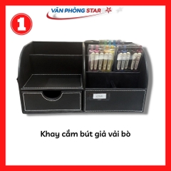 Khay cắm bút cách điệu giả vải bò