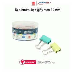 Kẹp bướm, kẹp giấy màu 32mm (hộp 24 chiếc) Màu sắc xanh dương, xanh lá, hồng, vàng neon  chất liệu kim loại cao cấp