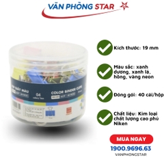 Kẹp bướm, kẹp giấy màu 19mm (hộp 40 chiếc)