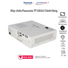 Máy chiếu Panasonic PT LB303 Độ phân giải XGA (1024x768), Độ sáng: 3100 Ansi Lumens. Tuổi thọ bóng đèn 10.000 giờ