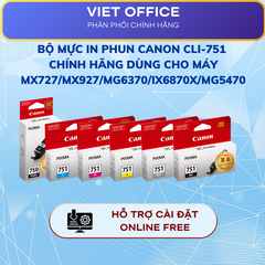 Bộ Mực Màu Canon CLI-751 Chính Hãng – BK/C/M/Y (Tùy Chọn Gray) Dùng Cho PIXMA iP7270, iX6870, MX927