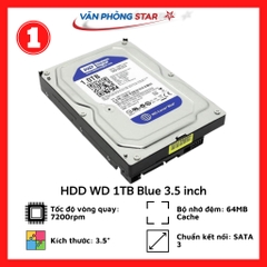 HDD WD 1TB Blue 3.5 inch, 7200RPM, SATA, 64MB Cache (WD10EZEX)