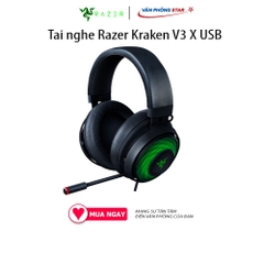 Tai nghe Razer Kraken V3 X USB gaming chống ồn tích hợp micro. Âm thanh vòm 7.1 đệm tai êm ái chính hãng Vanphongstar
