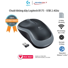 Chuột không dây Logitech B175 USB 2.4 Ghz tương thích Windows & MacOs 1 pin AA dùng 1 năm chính hãng bảo hành 3 năm