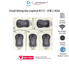 Chuột không dây Logitech B175 USB 2.4 Ghz tương thích Windows & MacOs 1 pin AA dùng 1 năm chính hãng bảo hành 3 năm