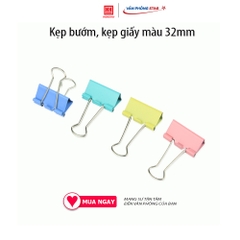 Kẹp bướm, kẹp giấy màu 32mm (hộp 24 chiếc) Màu sắc xanh dương, xanh lá, hồng, vàng neon  chất liệu kim loại cao cấp
