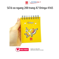 Sổ lò xo ngang 200 trang A7 Oringa 4165 200 trang, Định lượng 70 g/m², Độ trắng 76-78%ISO, Kích thước 74 * 105 (±2mm)