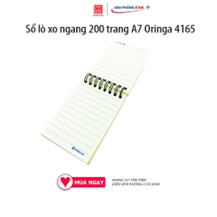Sổ lò xo ngang 200 trang A7 Oringa 4165 200 trang, Định lượng 70 g/m², Độ trắng 76-78%ISO, Kích thước 74 * 105 (±2mm)