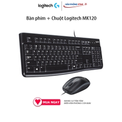 Bàn phím + Chuột Logitech MK120 Kết nối USB, chiều dài dây 1,5m. Chuột 1000dpi, bàn phím Full size chính hãng BH