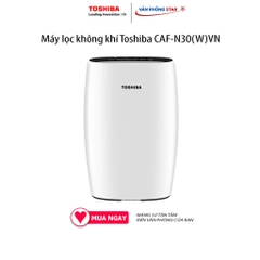 Máy lọc không khí Toshiba CAF-N30(W)VN lọc bụi mịn PM 2.5 lên đến 95% và 99.9% vi khuẩn. Diện tích phù hợp Từ 21 - 36 m2