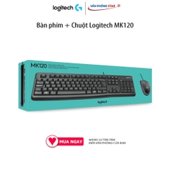 Bàn phím + Chuột Logitech MK120 Kết nối USB, chiều dài dây 1,5m. Chuột 1000dpi, bàn phím Full size chính hãng BH